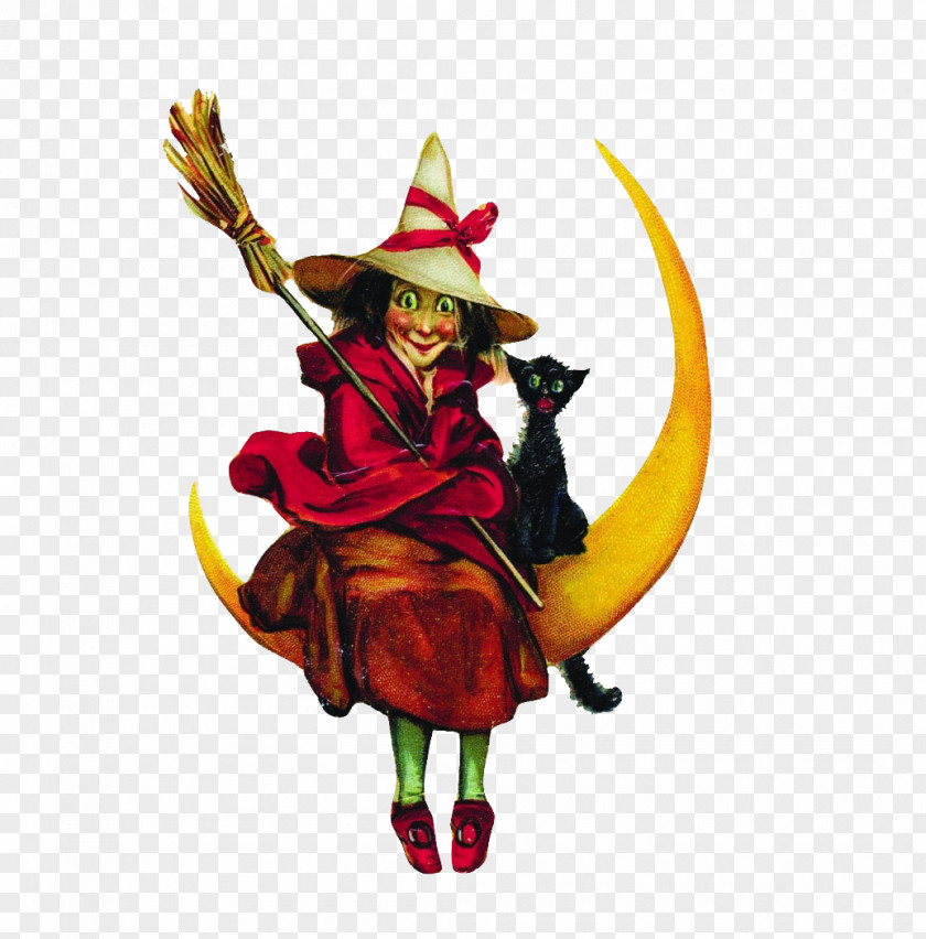 Witch Sitting On The Moon Jigsaw Puzzle Befana Halloween Witchcraft Christmas PNG