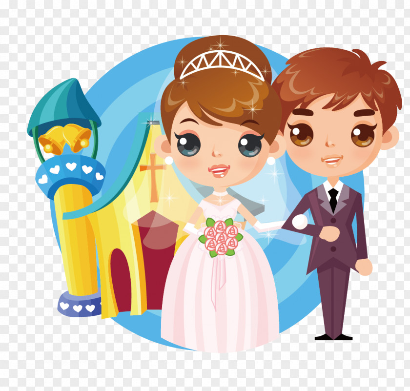 Cartoon Lovers Wedding Invitation Bridegroom Save The Date PNG
