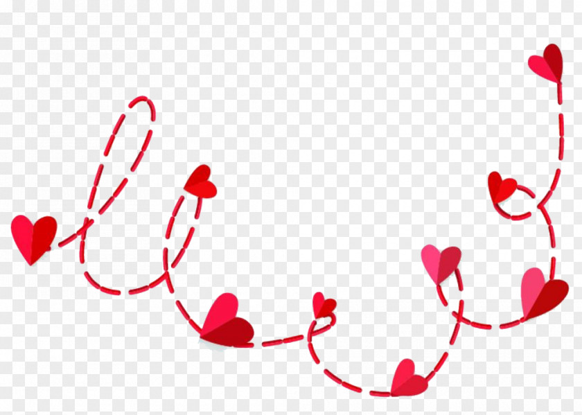 Red Heart-shaped Dashed Line PNG