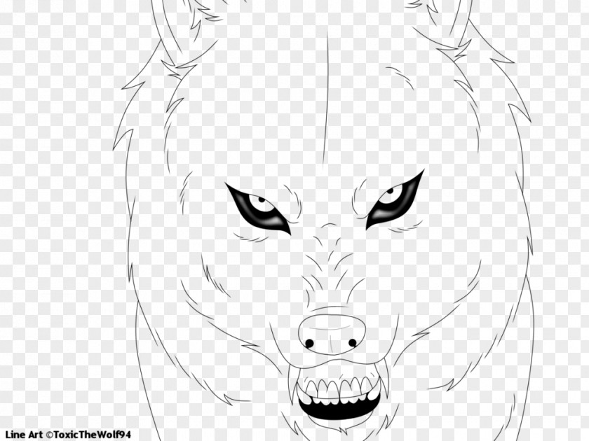 Angry Wolf Face Line Art Gray Drawing PNG