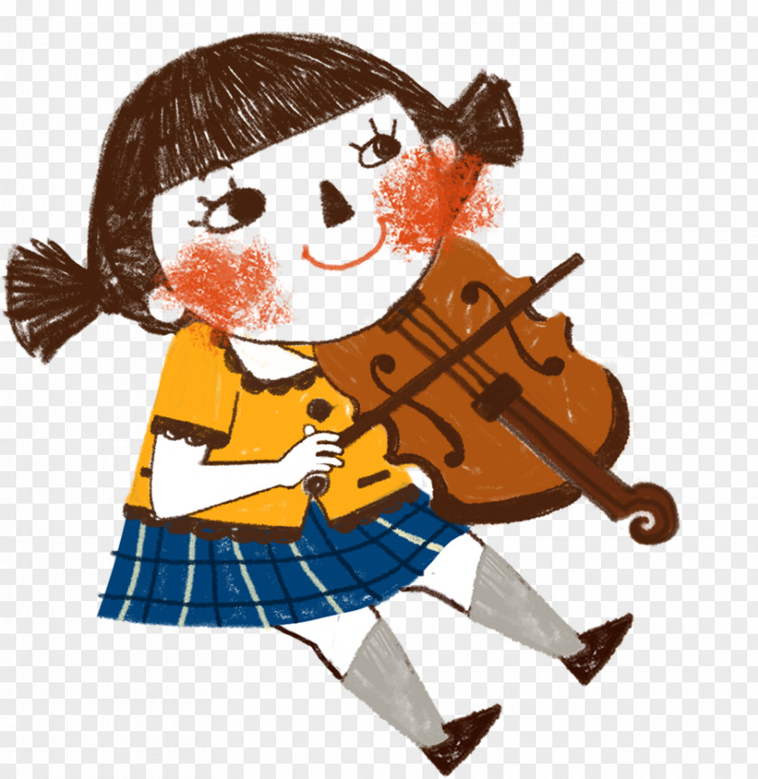 Child Violin Cartoon Illustration PNG Illustration, Girl playing the violin clipart PNG