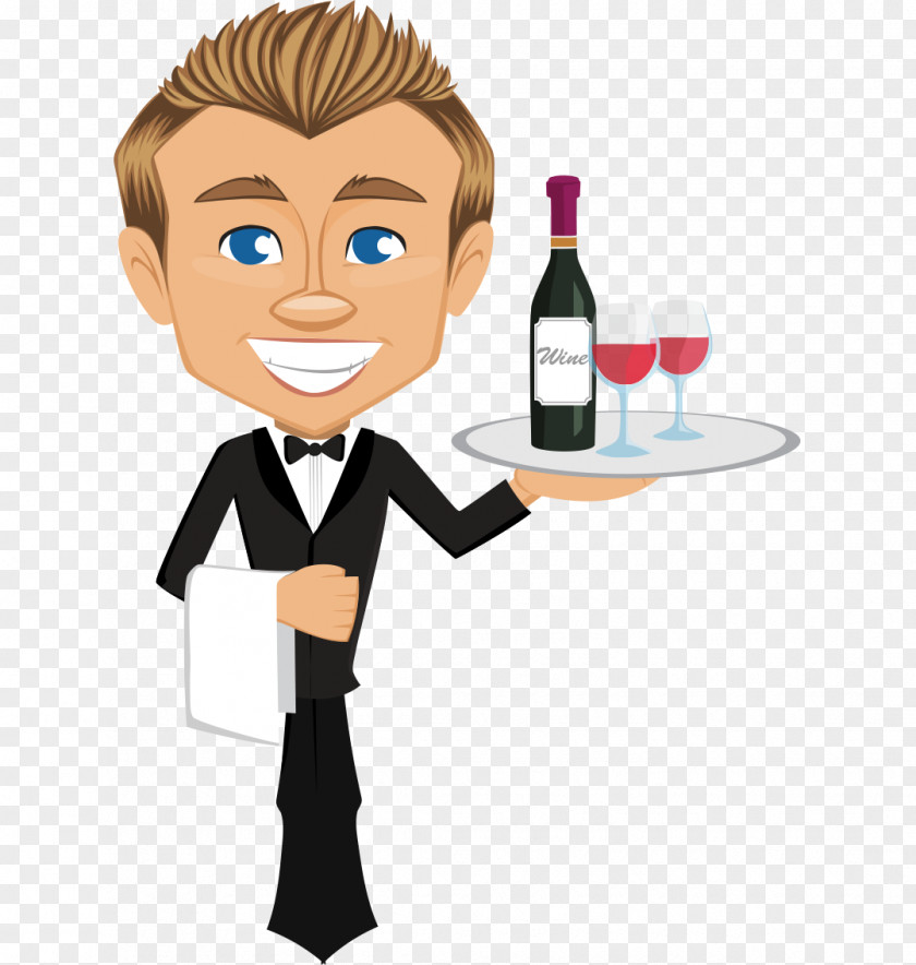 Q Version Of The Cartoon Hand-painted Hotel Staff Waiter Q-version Cook PNG