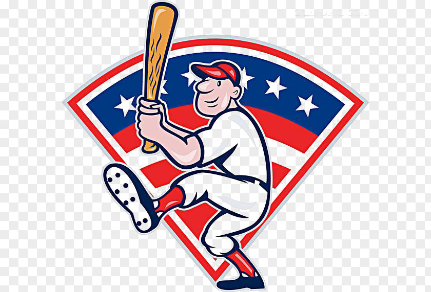 Creative Cartoon Baseball Player Batting Bat PNG