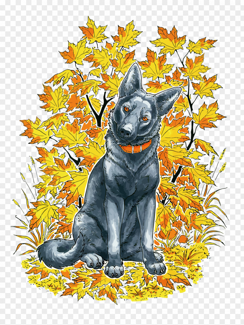 Vector Dog And Leaves Cat Adobe Illustrator PNG