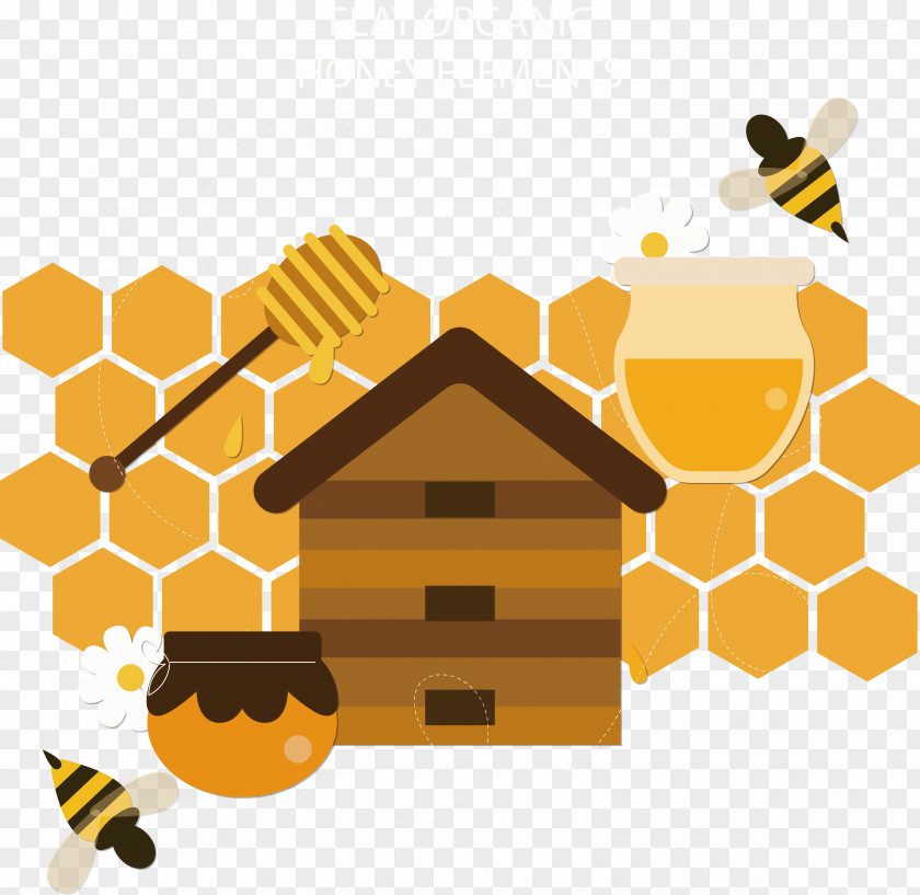Bee House Vector Honey Honeycomb PNG