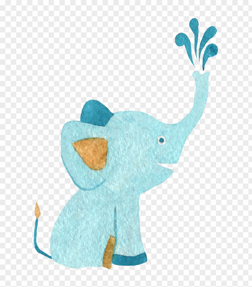 Light Blue Elephant Watercolor Painting PNG