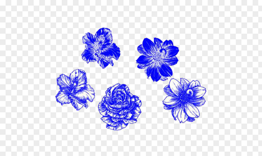 Flowers Blue Pen Drawing Flower PNG