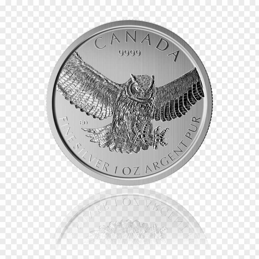 Coin Silver Great Horned Owl PNG