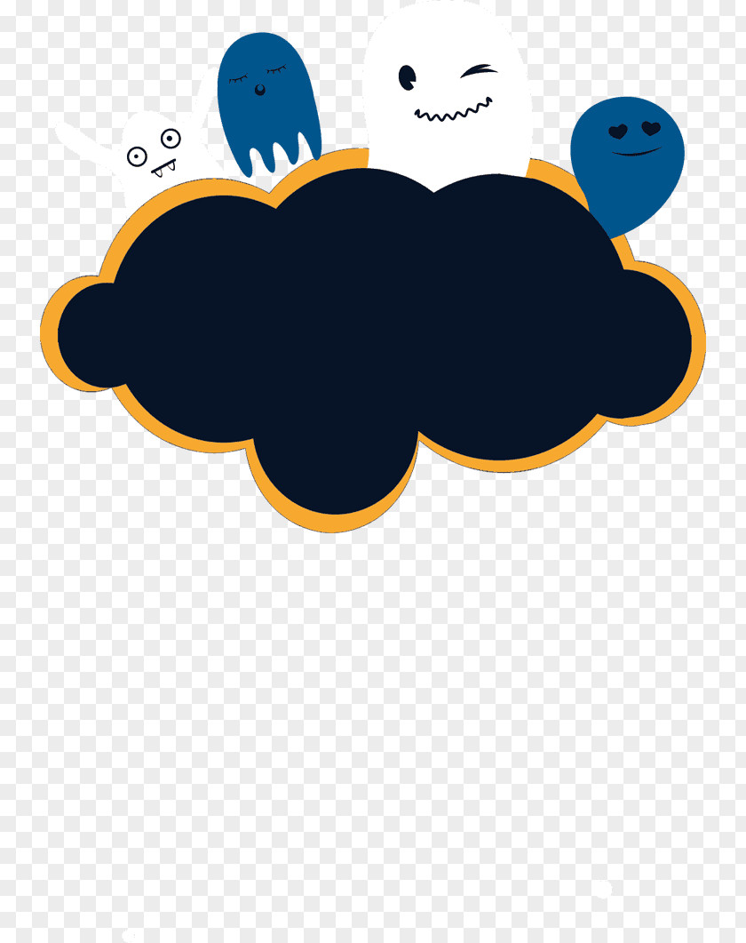 Cute Ghost Clouds Dialog Post-it Note Text Box PNG