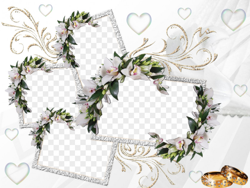 Lily Border Wedding Invitation Picture Frame PNG