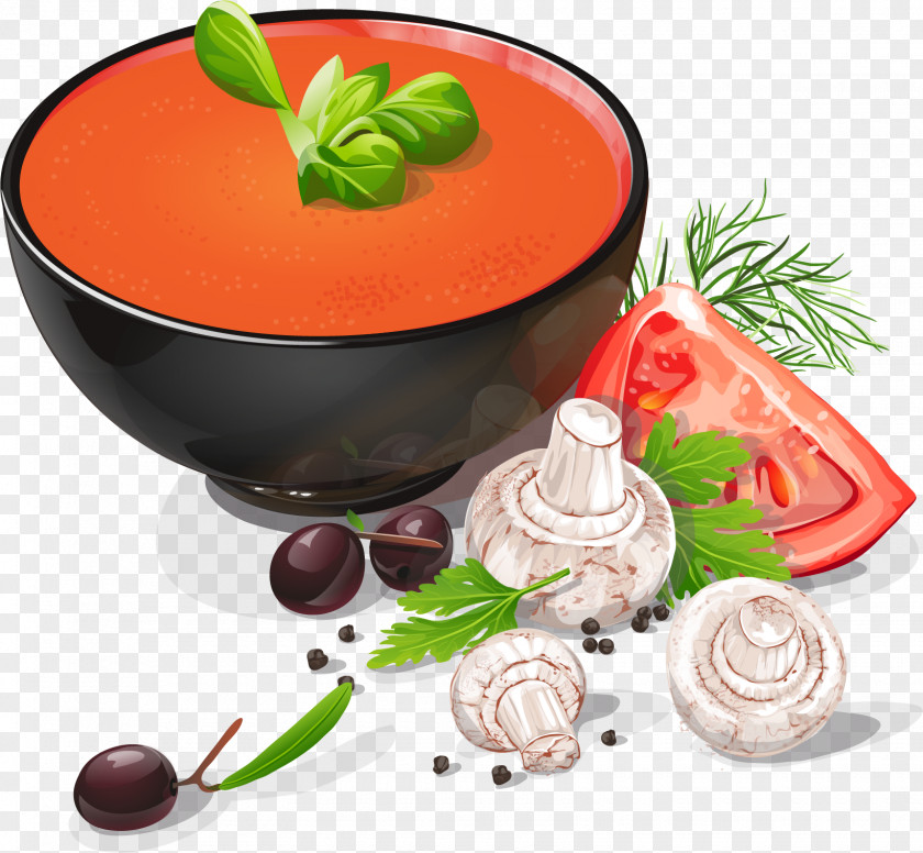 Vector Painted Tomato Soup Macaroni Fish Ball PNG