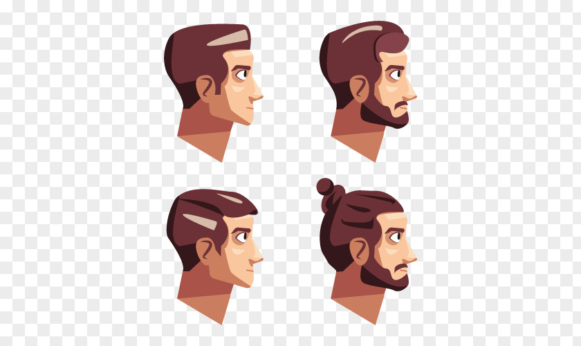 Vector Man In Profile Hairstyle Euclidean Face Beard PNG