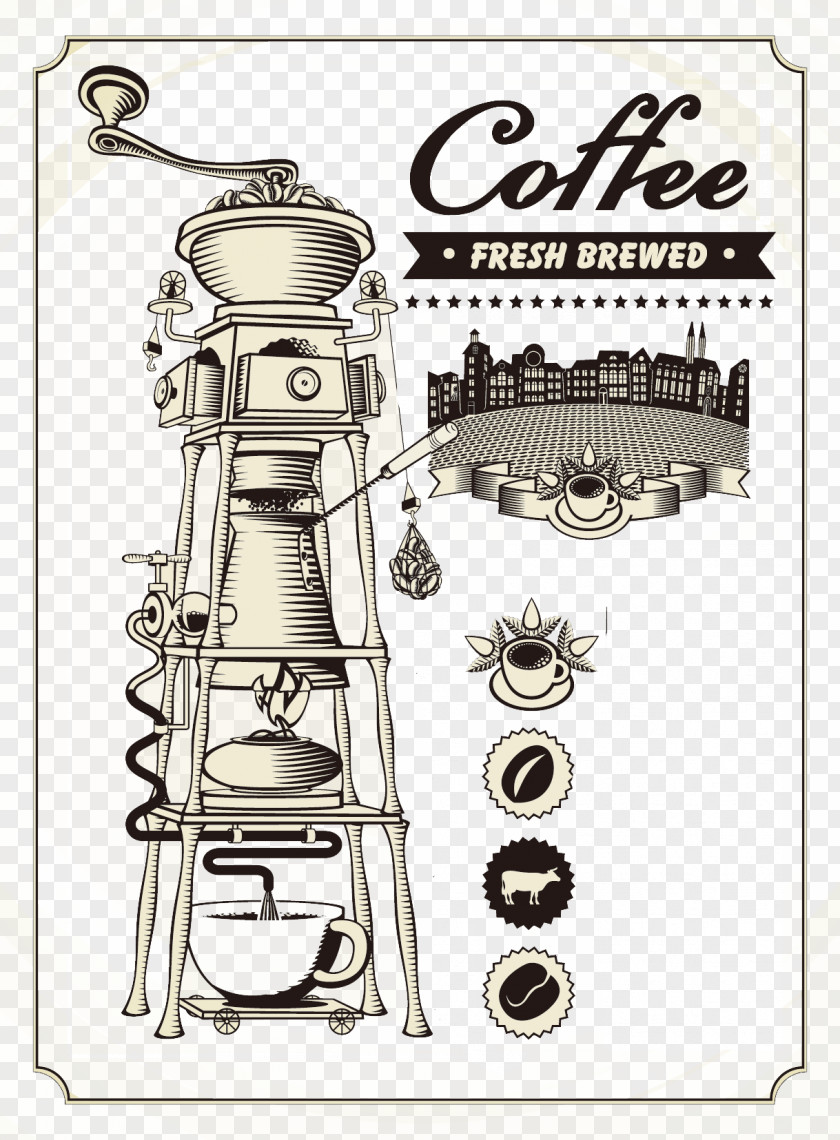 Hand-painted Background Coffee Machine Cafe Latte Espresso Caffxe8 Mocha PNG