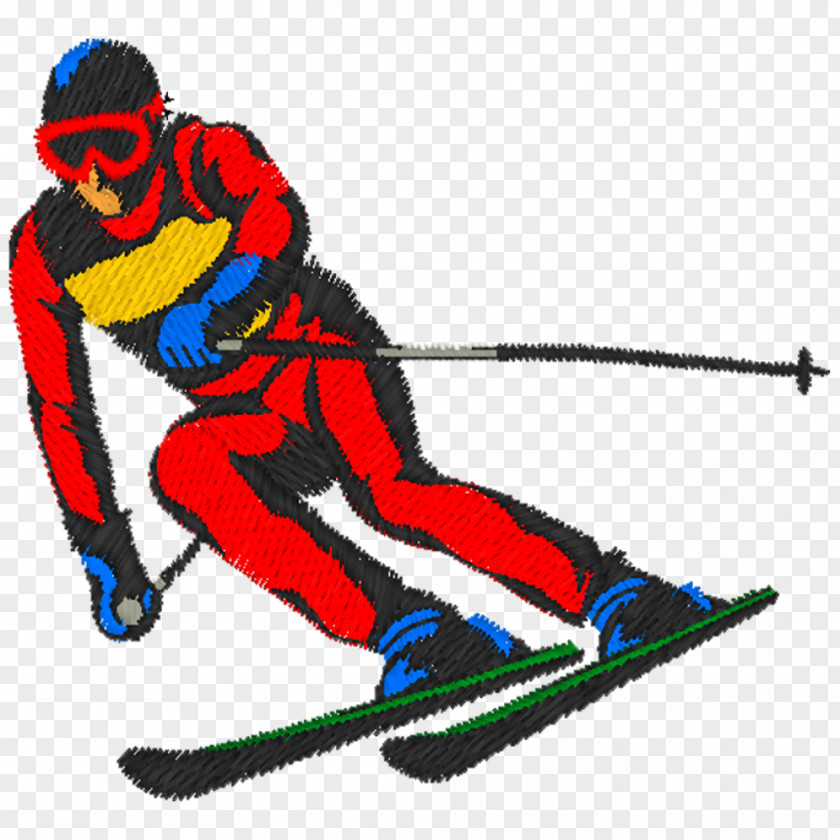 Child Machine Embroidery Skier Ski Poles PNG