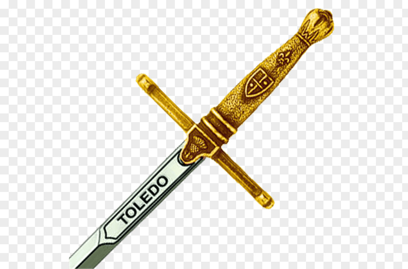 Gold Figures Toledo Steel Sword Excalibur Weapon PNG