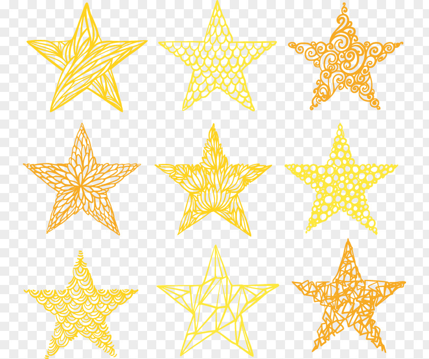 Gold Five-pointed Star Pentagram PNG