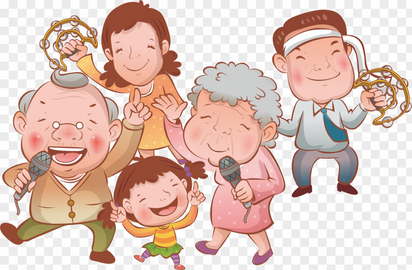 Family Party Cartoon Singing PNG