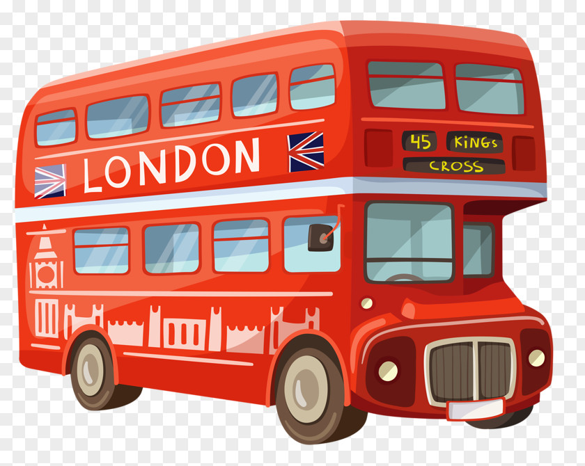 Red Bus London Double-decker Cartoon PNG
