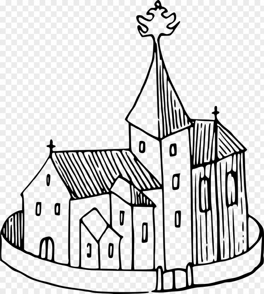 Church Chantry Line Art Black And White Clip PNG