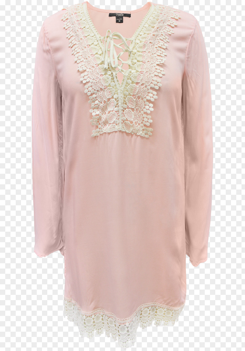 Peasant Blouse Pink M Sleeve Neck RTV PNG