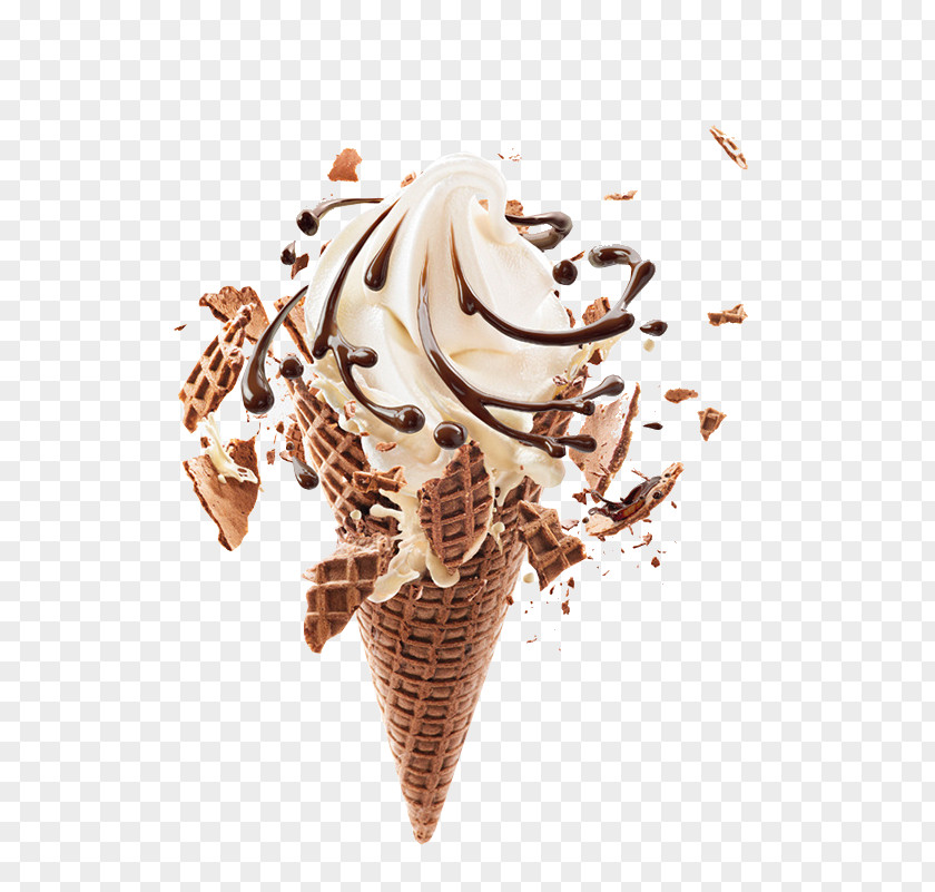 Chocolate Ice Cream Cone Waffle Milk PNG