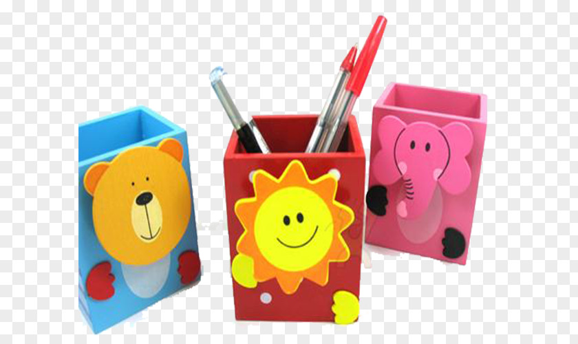 Cartoon Pen Container Paper Wood Business PNG