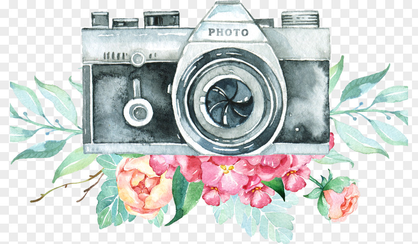 Old Recording Camera Logo Watercolor Painting Photography PNG