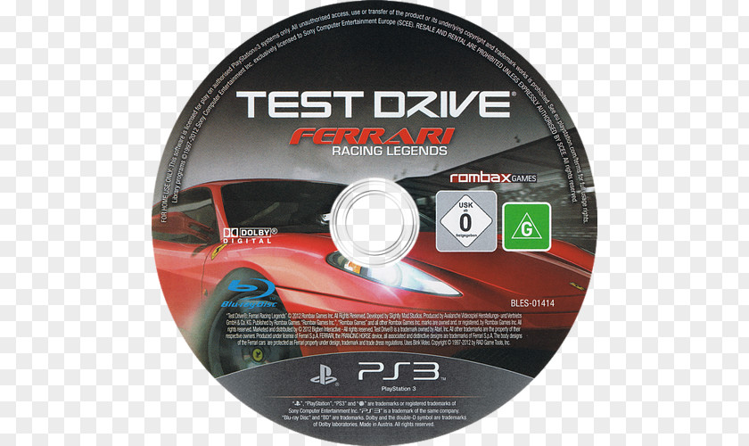 Slightly Mad Studios Test Drive: Ferrari Racing Legends PlayStation 3 Compact Disc Game PNG