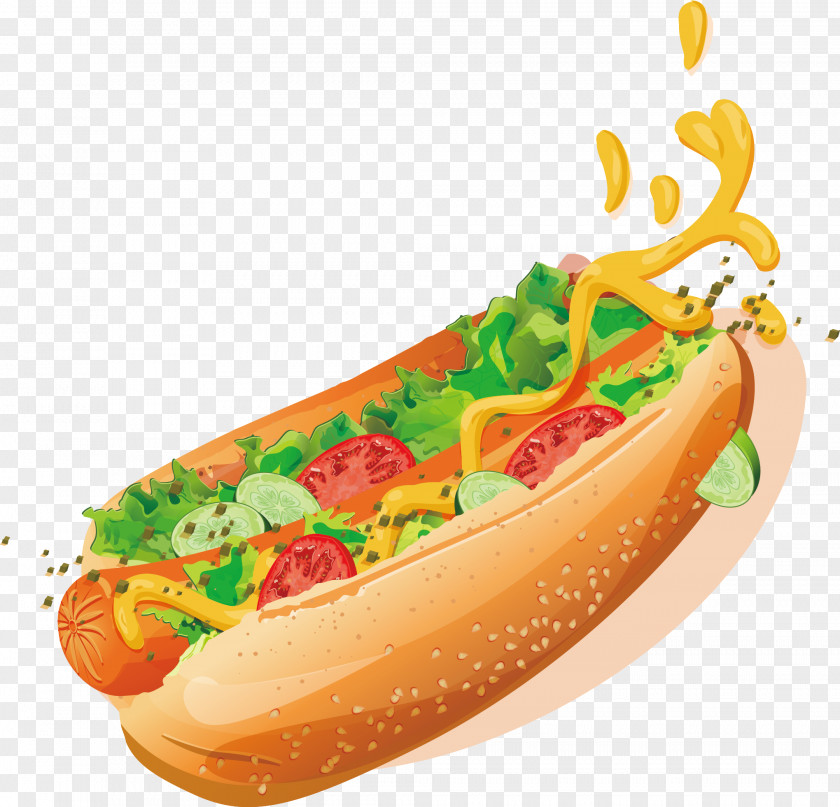 Hand Painted Hot Dogs Dog Hamburger Fast Food Corn Junk PNG