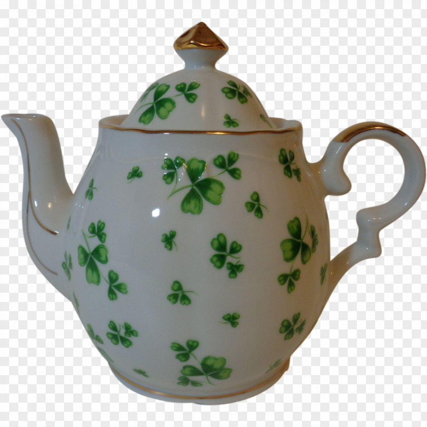 Tea Teapot Ceramic Kettle Shamrock PNG