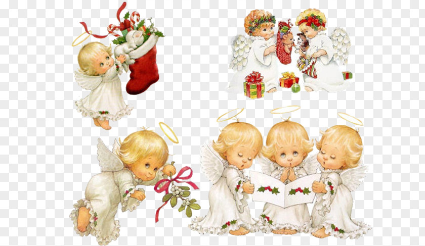 Hand-painted Angels Cherub Christmas Angel Holiday Clip Art PNG