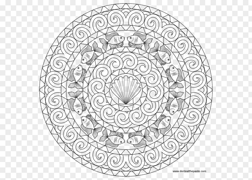 Mandala Goldfish Coloring Flower Mandalas: 30 Hand-Drawn Designs For Mindful Relaxation Book Adult PNG