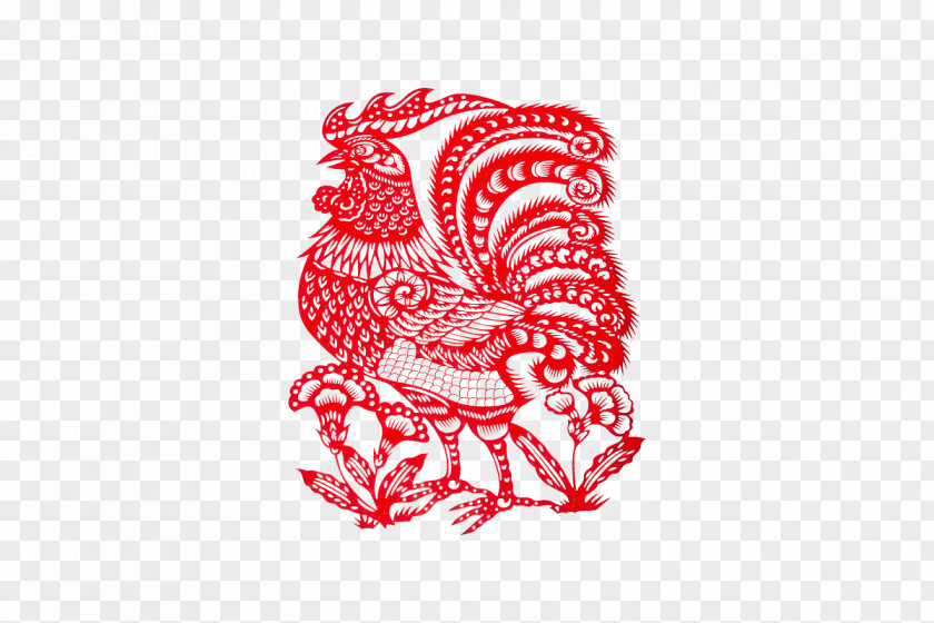 Red Paper-cut Chicken Papercutting Chinese Zodiac New Year PNG