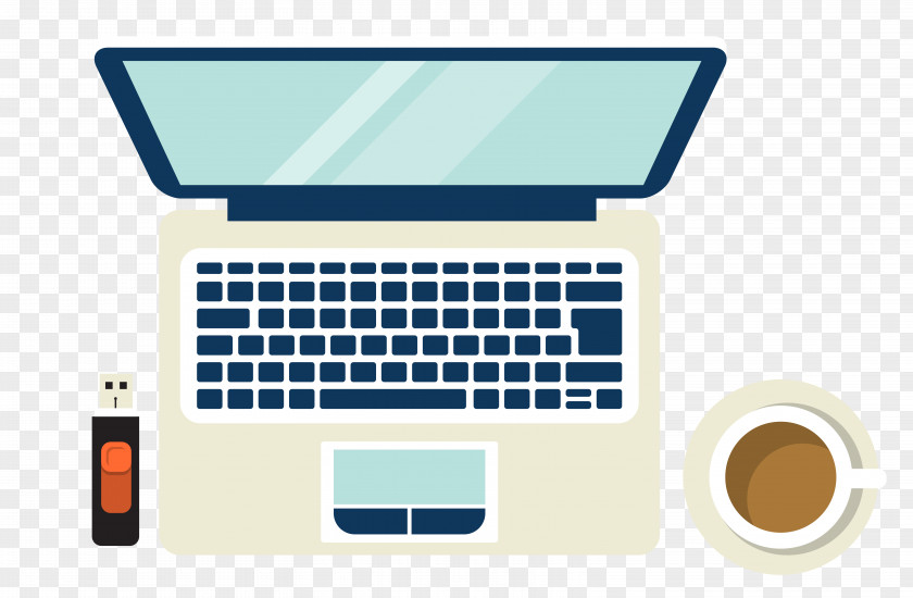Vector Laptop U Disk Coffee Material Digital Marketing Tool Labor Business PNG