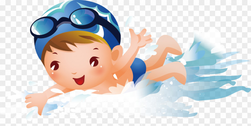 Cute Cartoon Villain Swimming Pool Boy Royalty-free Clip Art PNG
