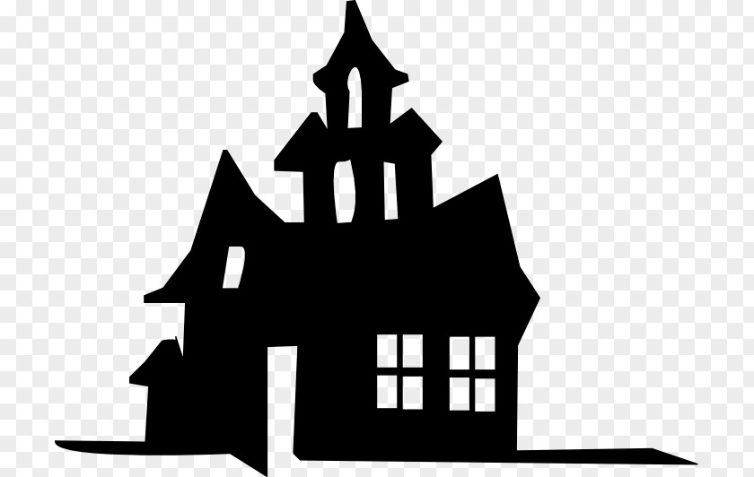 Horror Vector Haunted House Silhouette Stencil PNG