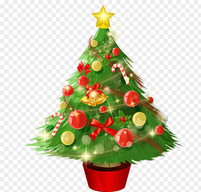 Beautiful Christmas Tree Santa Claus Ornament PNG