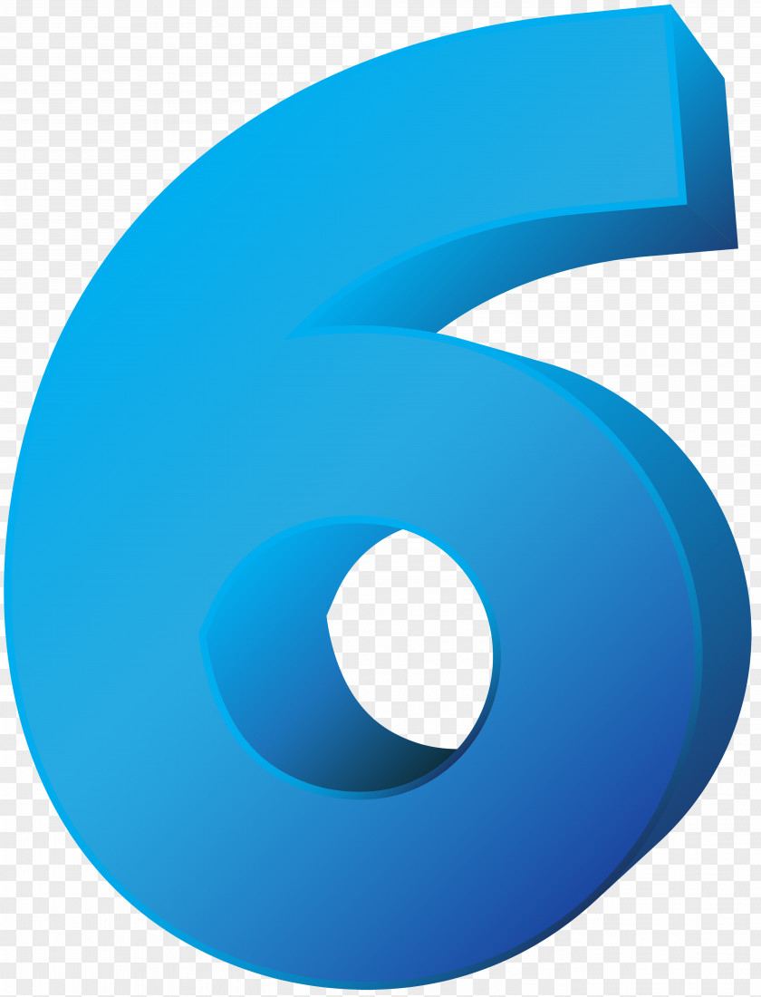 Blue Number Six Transparent Clip Art Image PNG