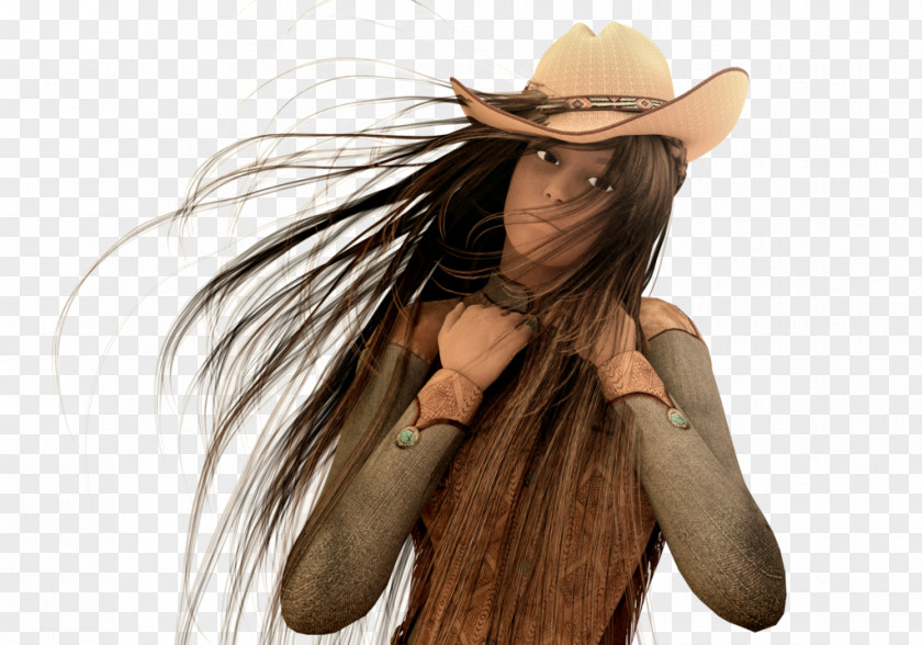 Cowgirl Cowboy Hat Auf Eiskalter Fährte Long Hair Animal Track PNG