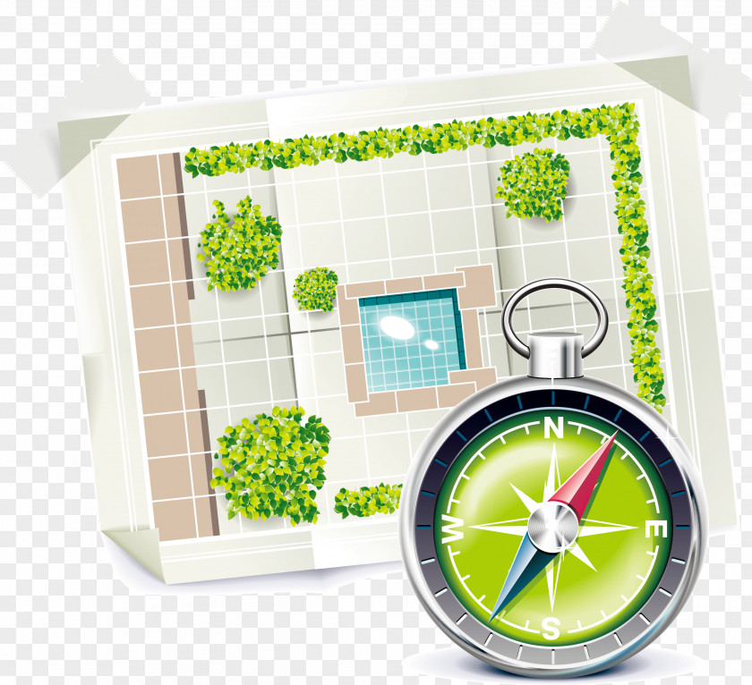 Attic Compass Hand Painted Elements Garden Tool Gardening Icon PNG