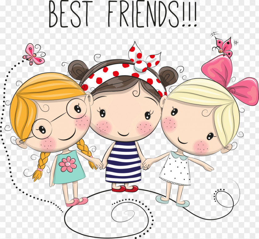 Cartoon Drawing Illustration PNG Illustration, Handle girl, Best Friends clipart PNG