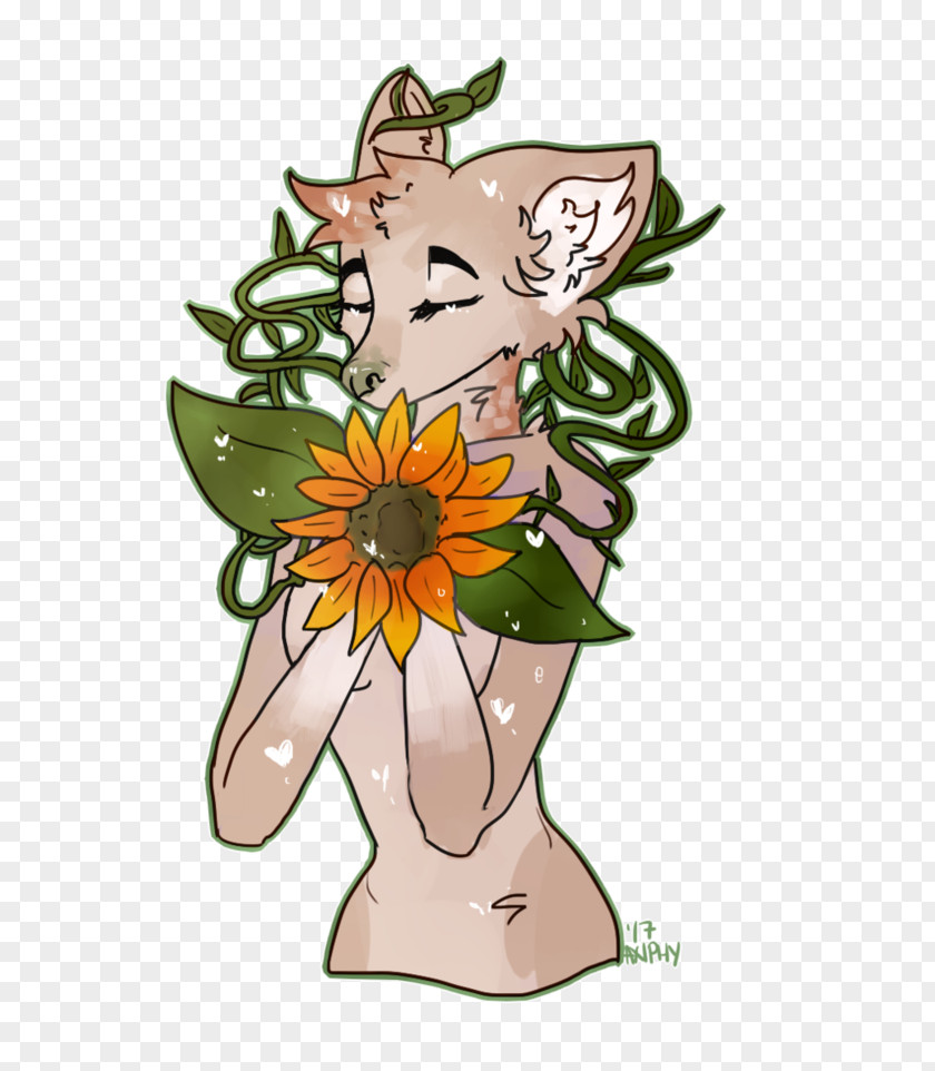 Cat Floral Design Sunflower M Dog Clip Art PNG