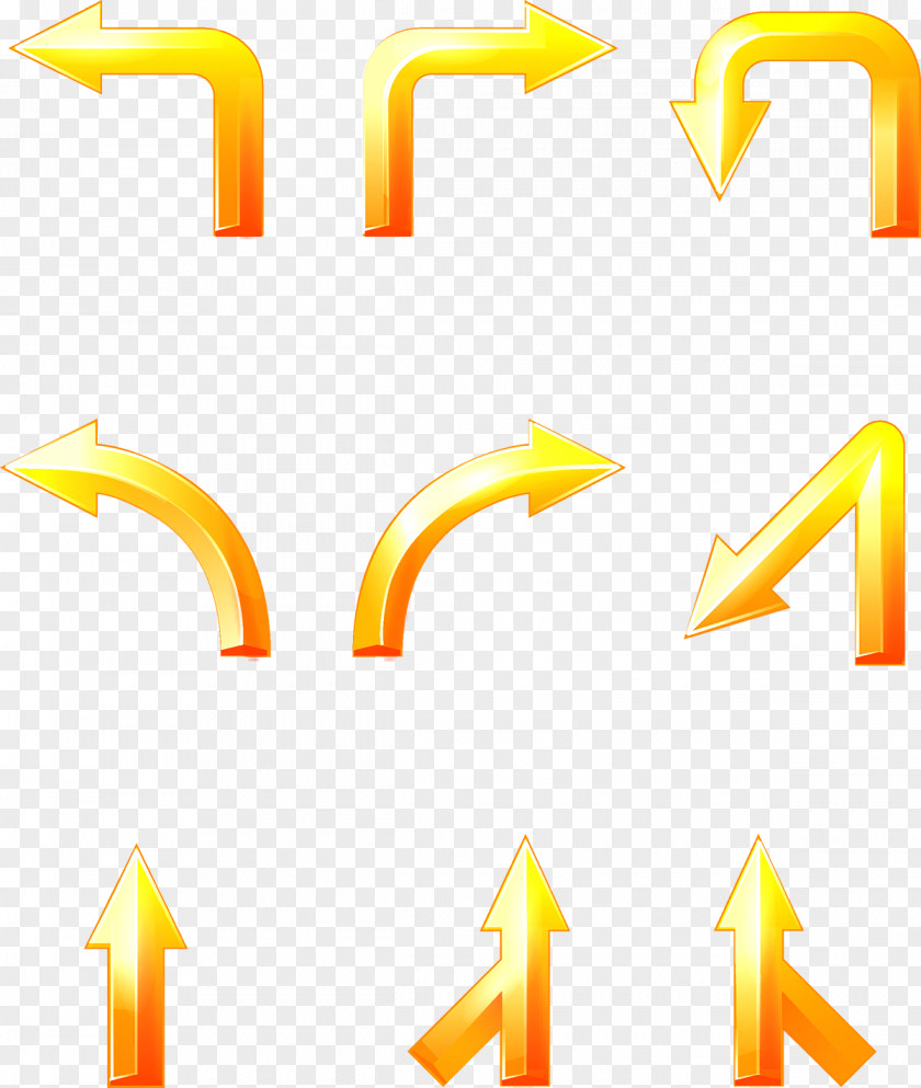 Yellow Arrow Euclidean Vector Arah PNG