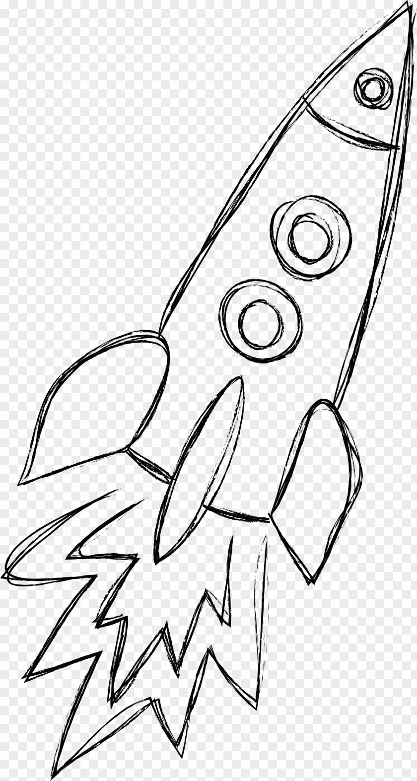 Doodle Color Line Art Drawing Rocket Painting PNG