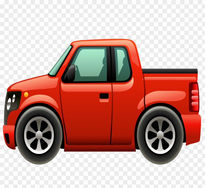 Cartoon Red Truck Car Sport Utility Vehicle Van PNG