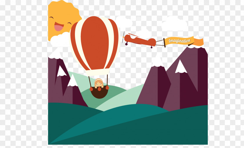 Vector Flattening Mountains Airplane Imagination Royalty-free Illustration PNG