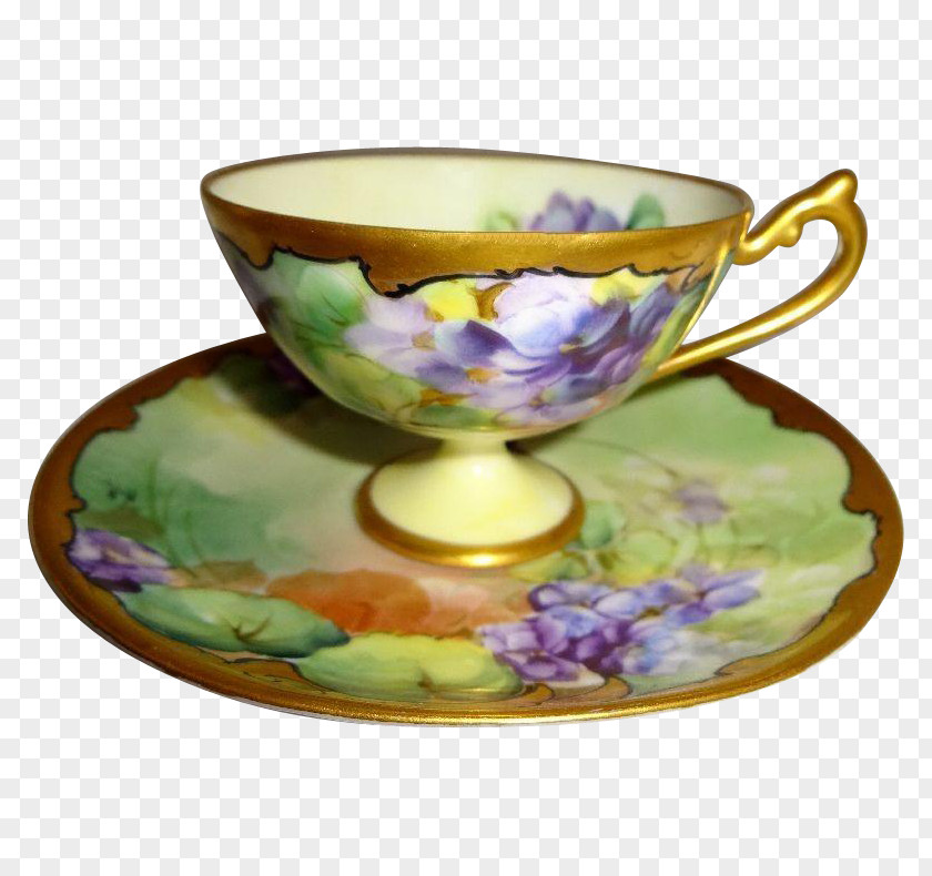 Hand Painted Teacup Coffee Cup Saucer Porcelain Tableware PNG