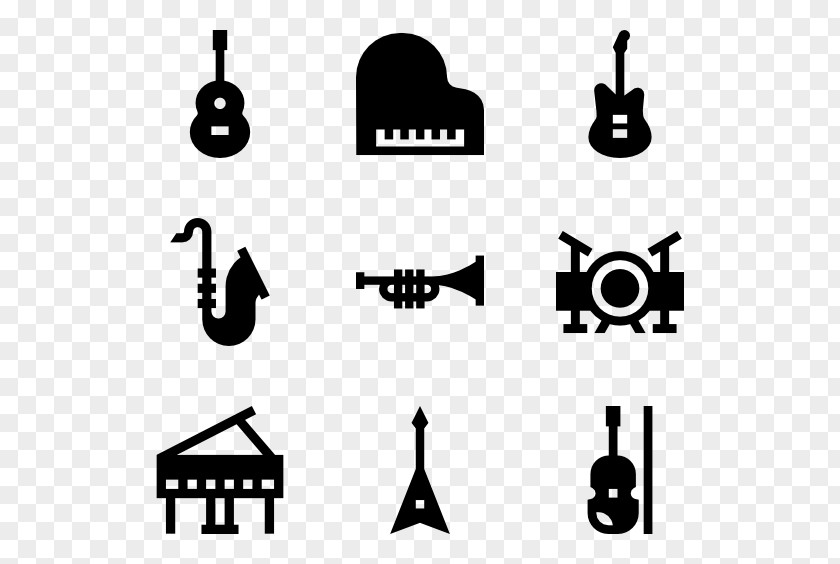 Musical Elements Graphic Design Monochrome PNG