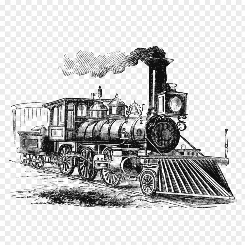 Saloon Train Rail Transport Steam Locomotive Drawing PNG