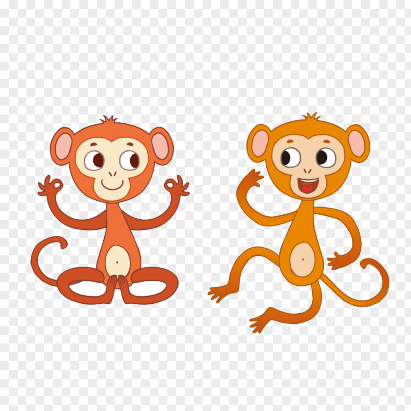 Lovely And Lively Monkey Icon Cartoon Poster Illustration PNG